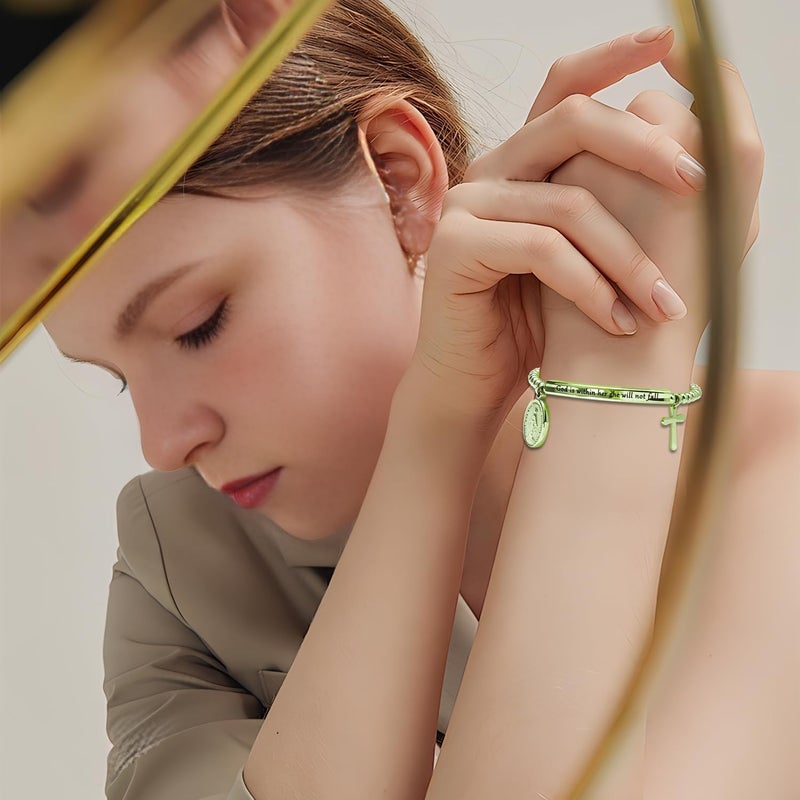 DS Inspirational Bracelet for Women Christian Engraved Bibler Verse Cross Butterfly Daisies Charm Bracelet, Exquisite Stainless Steel Jewelry Daughter Best Friend Bestie - Image 5